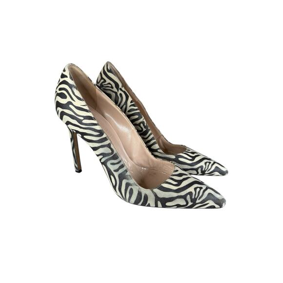 Manolo Blahnik Zebra Print Pony Hair Heels 36.5 | Exotic Statement Pumps - Picture 3 of 10